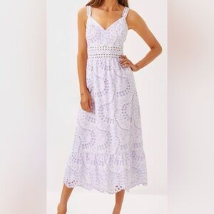 Lilly Pulitzer White and Purple Midi Dress